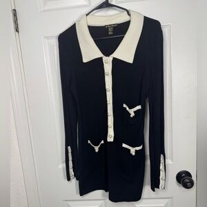 Forever 21 Black‎ and Cream Collared Dress